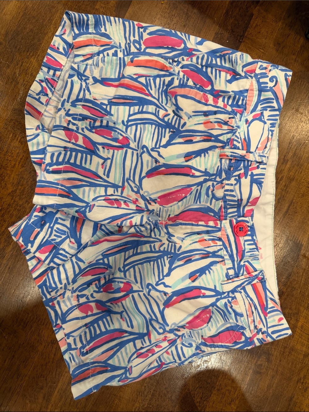 Lilly Pulitzer Pink Blue White Printed Bermuda Shorts